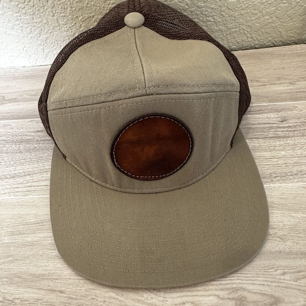 Yo Colorado Tan And Brown Mesh Back Trucker Hate Leather Patch SnapBack